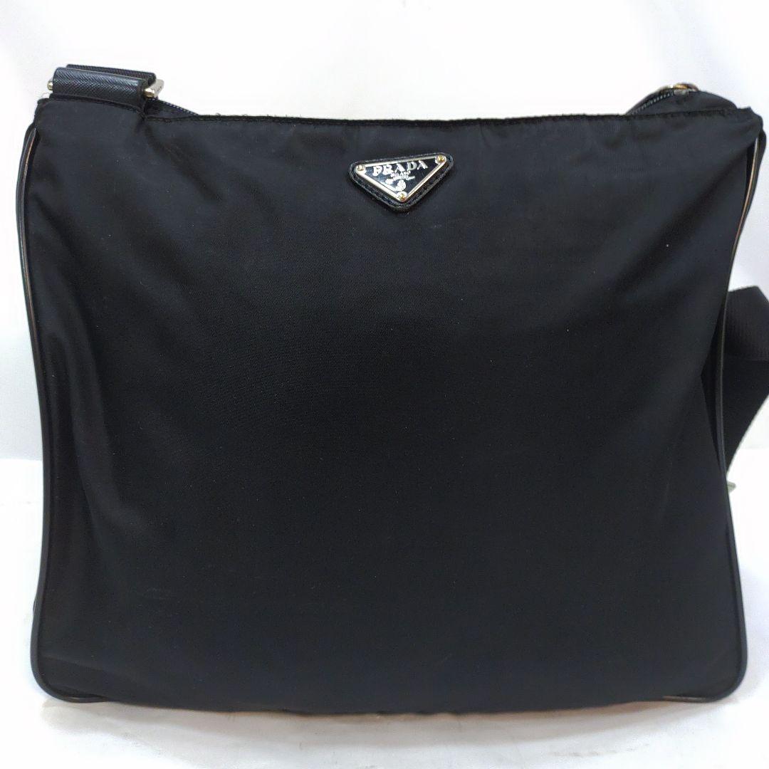 プラダ メッセンジャーバッグ レザー×ナイロン A4可 三角ロゴ ブラック
