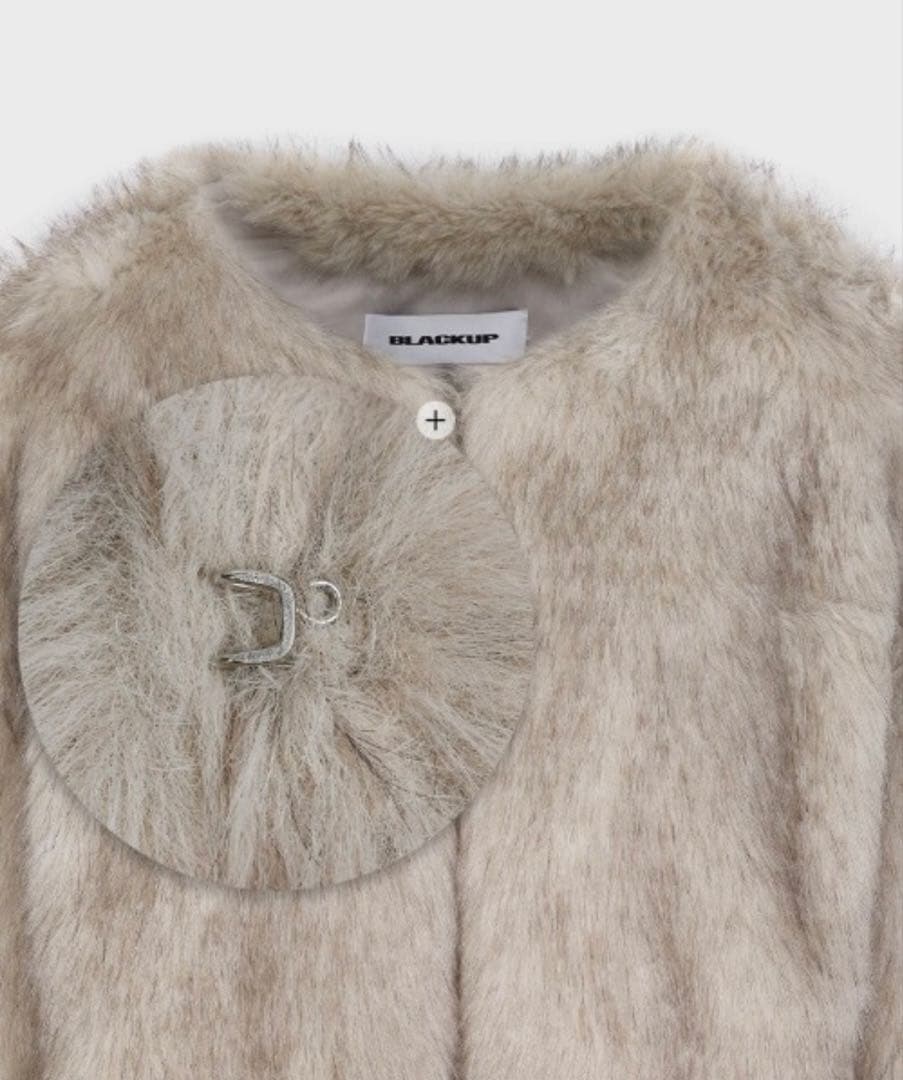 BLACKUP フェイルンミニマルファージャケット　ファーコート　ベージュ　韓国