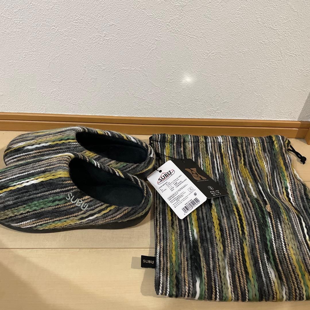 専用。SUBU ストライプスリッパ 収納袋付き