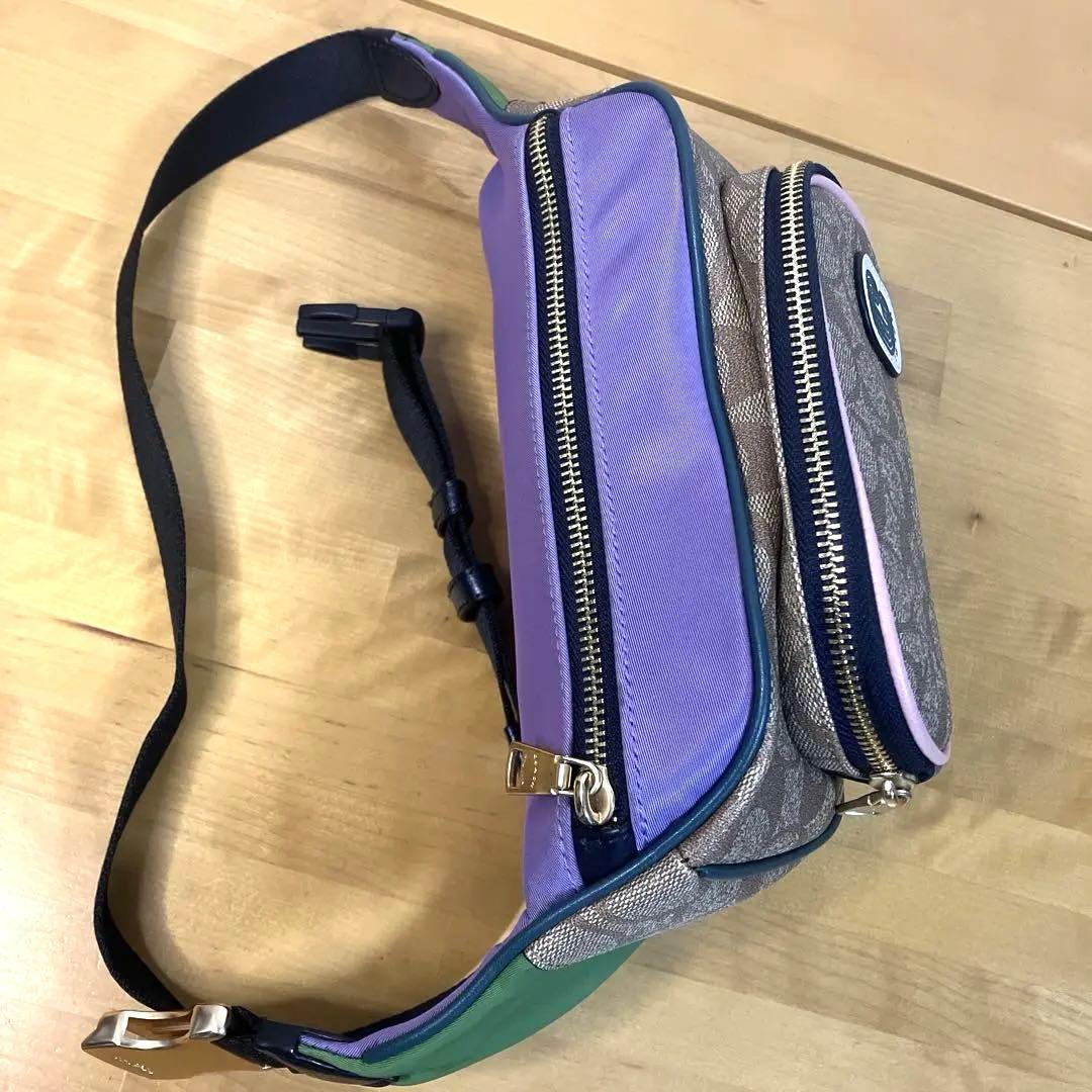 【美品 】COACH コーチ PVC シグネチャー ボディバッグ ウエストバッグ