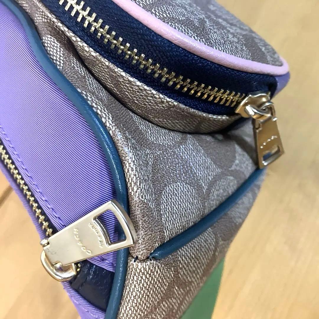 【美品 】COACH コーチ PVC シグネチャー ボディバッグ ウエストバッグ