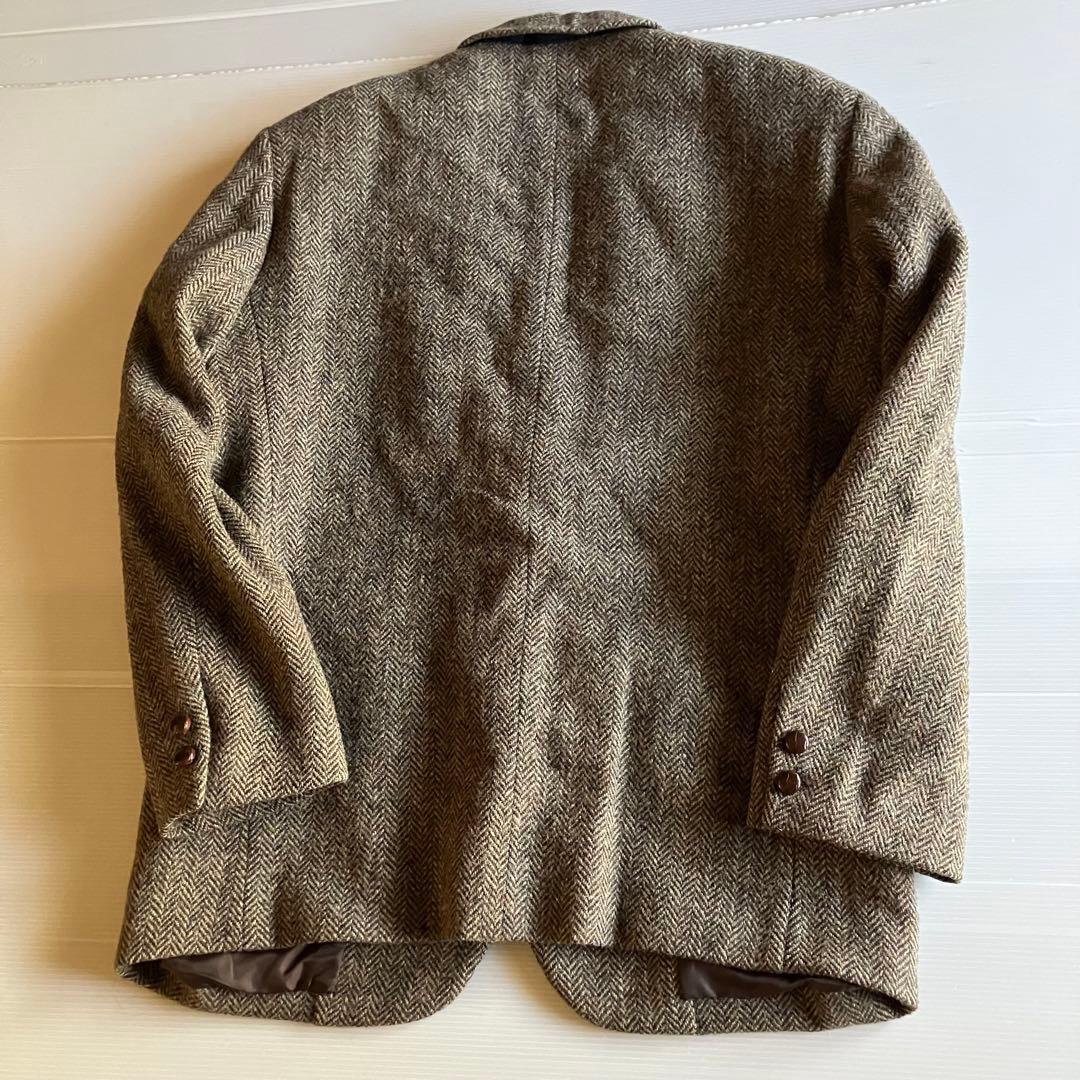 Harris Tweed 厚手ヘリンボーンツイードテーラードジャケット　クルミ釦