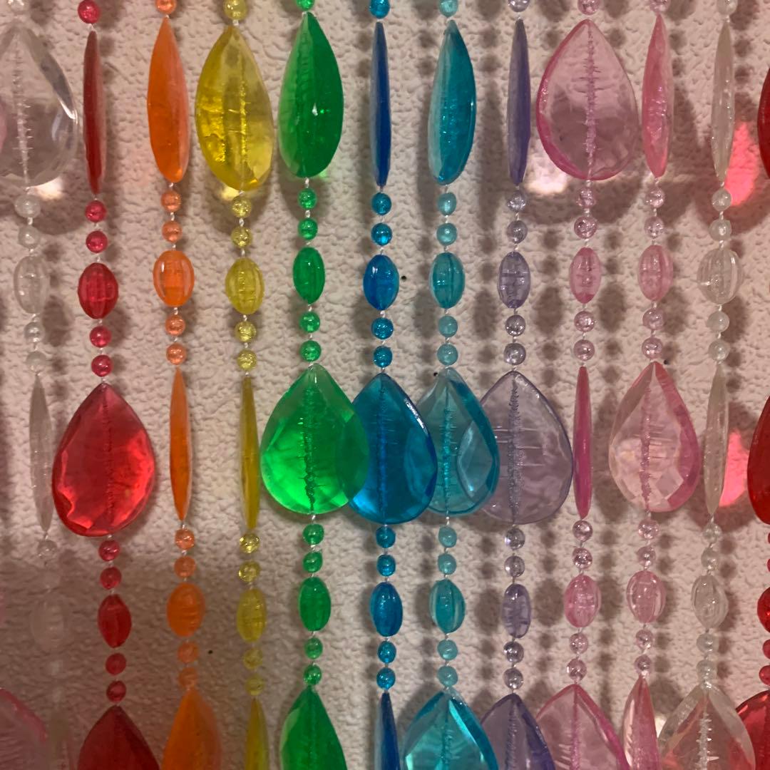 レア★ビーズカーテン　クリア　昭和レトロ　平成レトロ　ポップ　スケルトン　のれん