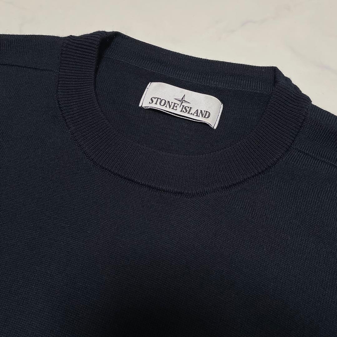 STONE  ウール　クルーネック　セーター　ネイビー　Lサイズ