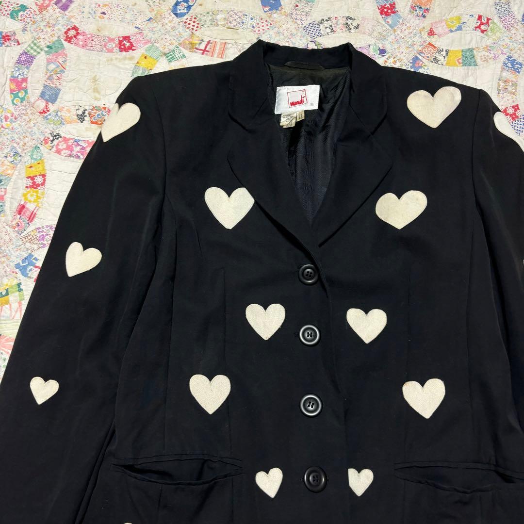 US vintage ハート　パッチ　テーラードジャケット　ポーランド製　古着
