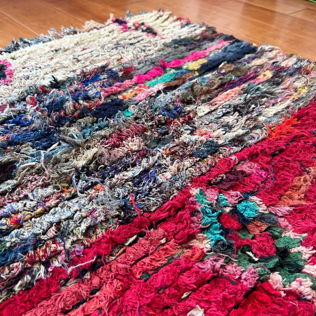 モロッコ　ヴィンテージ アジラル　ラグ　ベージュ