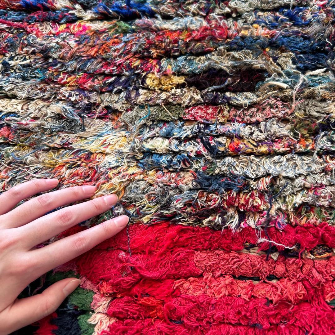 モロッコ　ヴィンテージ アジラル　ラグ　ベージュ