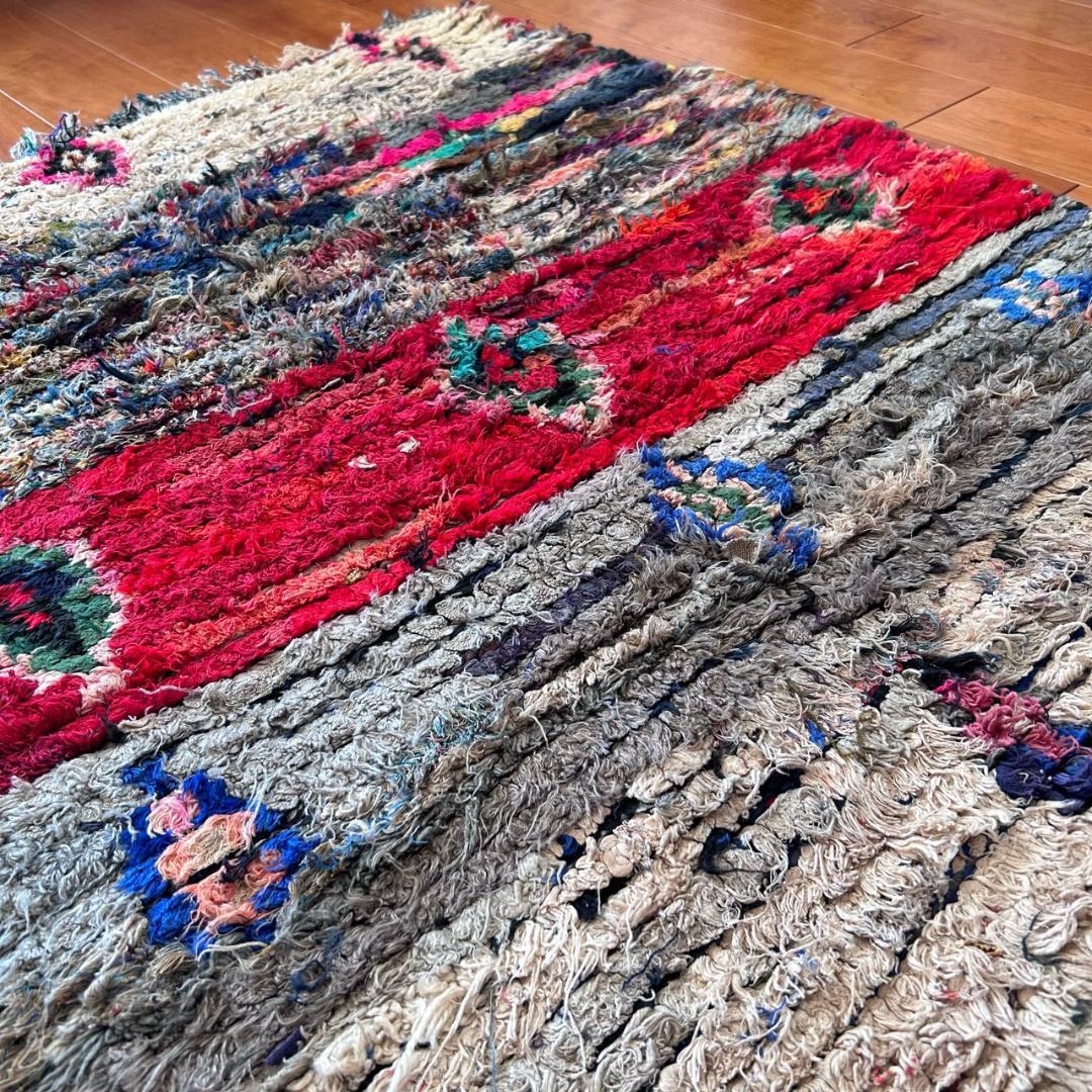 モロッコ　ヴィンテージ アジラル　ラグ　ベージュ