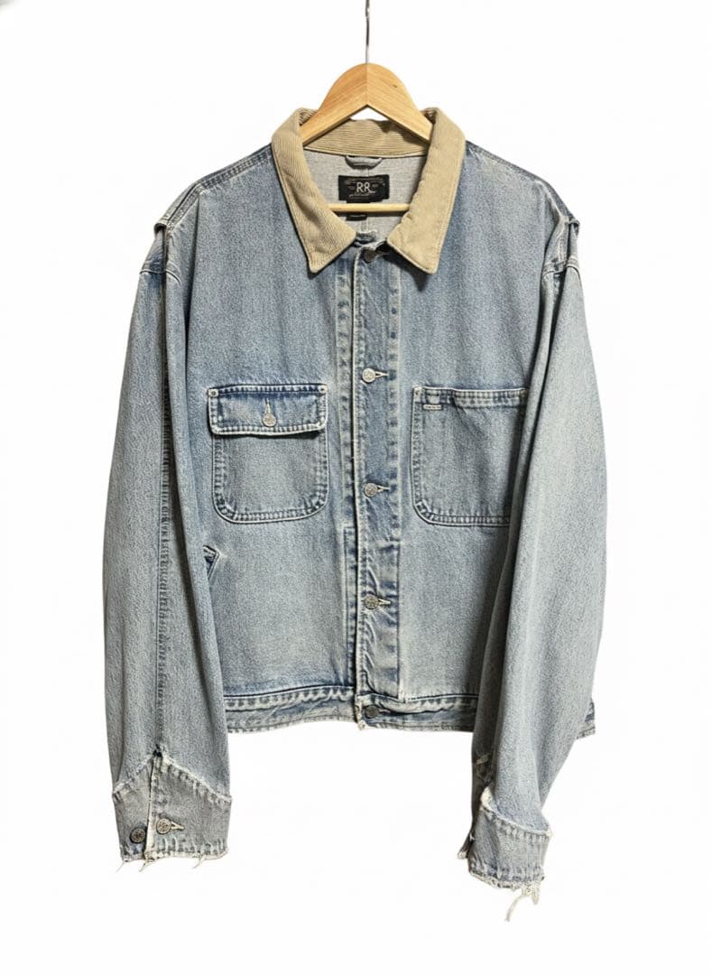 RRL 90s USA製 三ツ星黒タグ 襟コーデュロイ デニムジャケット XL