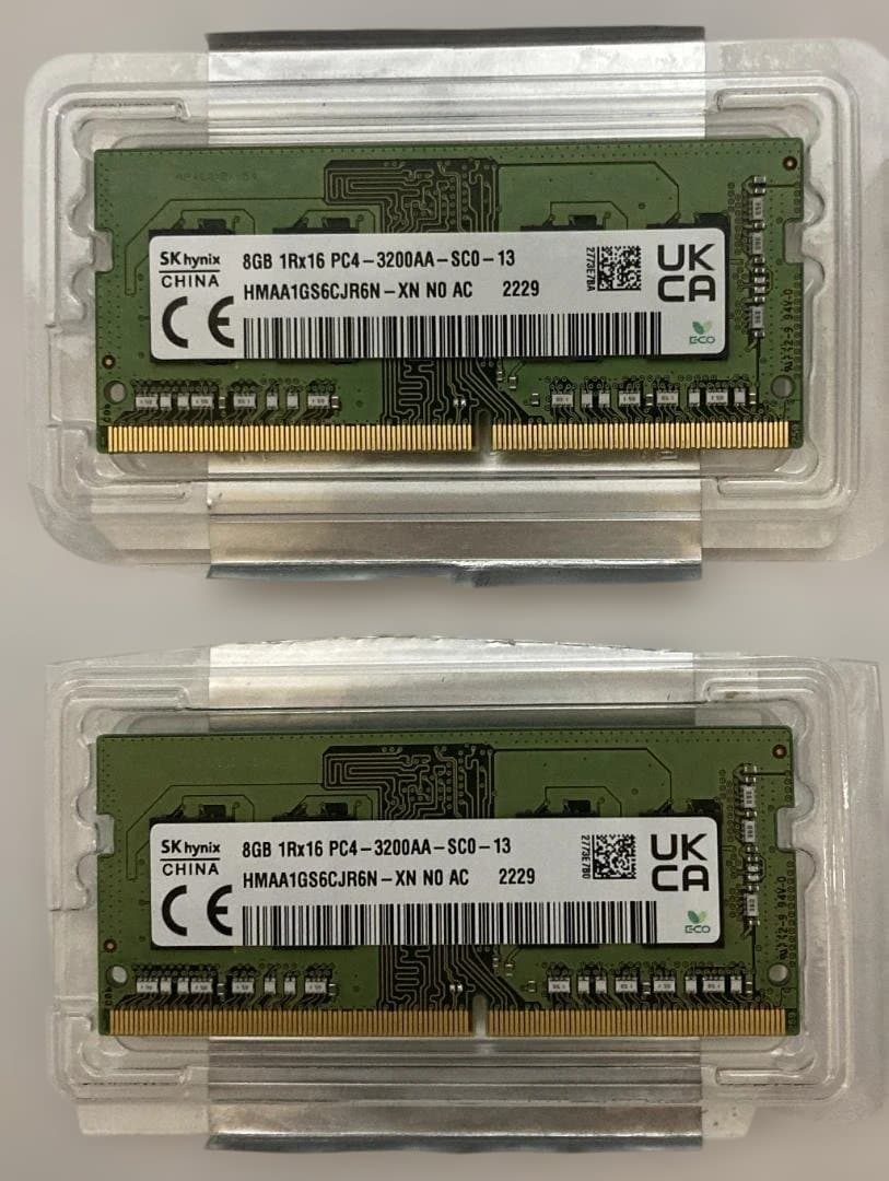 SK Hynix ノート用メモリ　DDR4 3200 16GB (8GBx２枚)