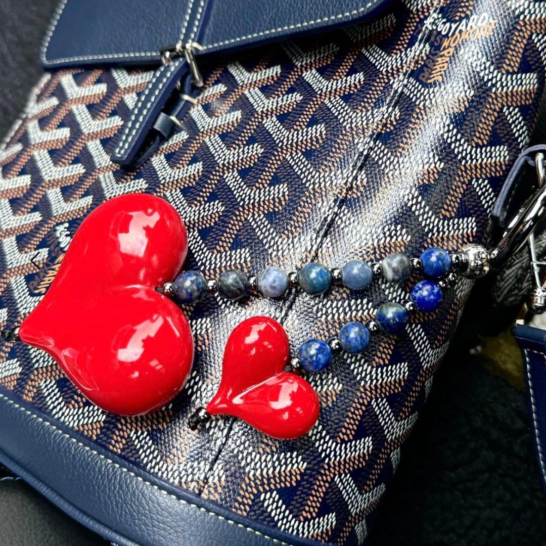 正規品 ストリングティング　バッグチャーム　ラピスラズリ　ハート