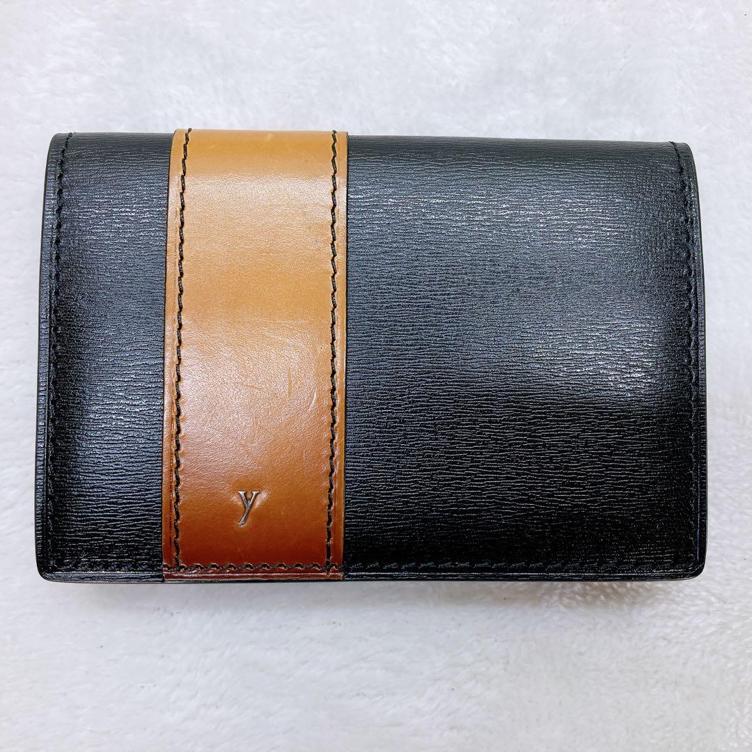 ✨美品✨yuhaku ユハク カードケース 名刺入れ　オレンジ　レザー　ブラック