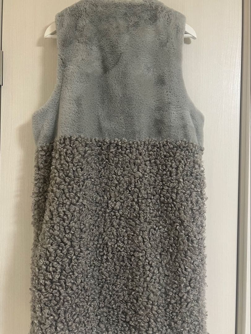 LIGNAGGIO リナージオ　フェイクファー ロングジレ　ダークグレー　M