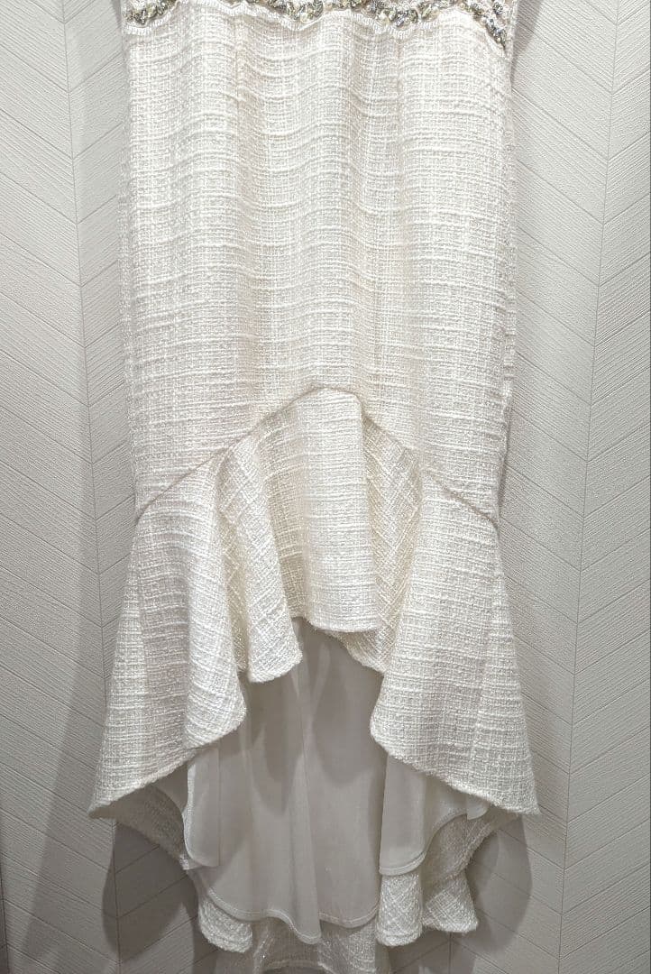 【an】キャバドレス M ホワイト クロスストラップ マーメイド