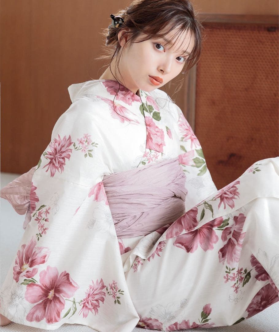 朱風の花重ね Dita 浴衣 5点セット(着付けマニュアルなし)