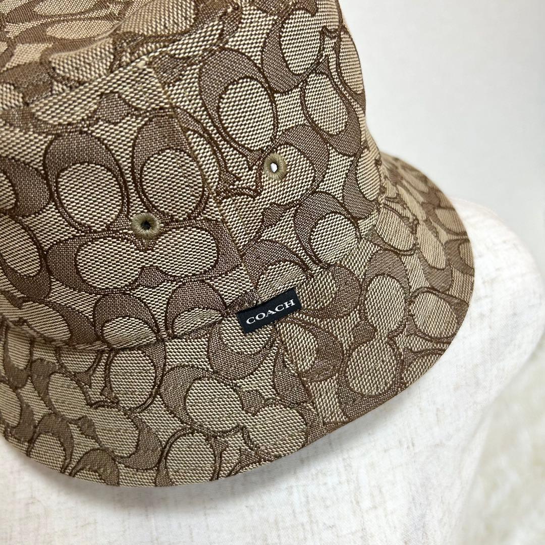 【新品未使用】COACH シグネチャー柄　バケットハット ブラウン　コーチ　帽子