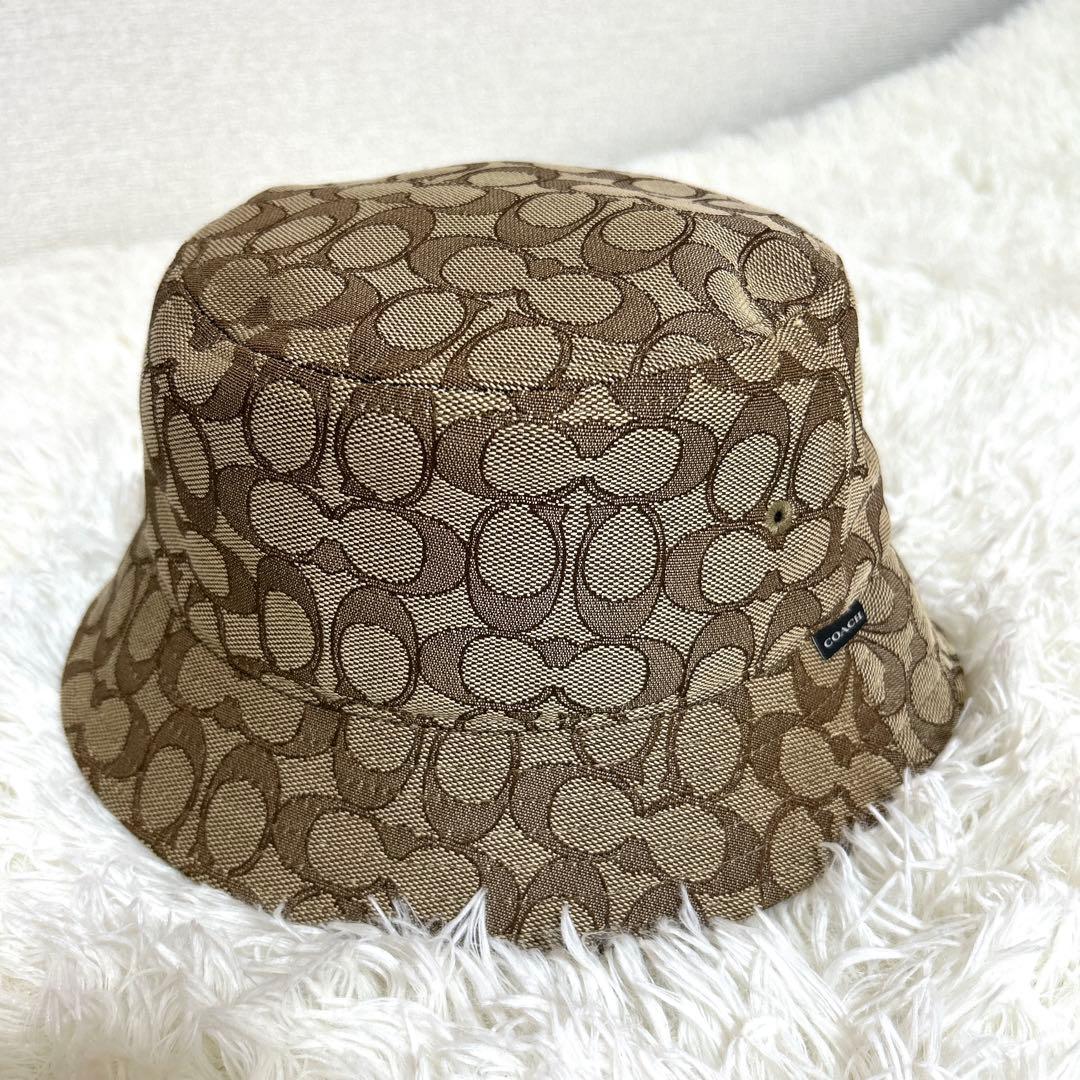 【新品未使用】COACH シグネチャー柄　バケットハット ブラウン　コーチ　帽子