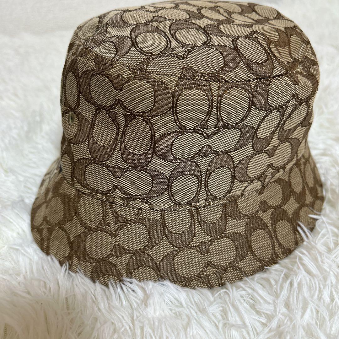 【新品未使用】COACH シグネチャー柄　バケットハット ブラウン　コーチ　帽子