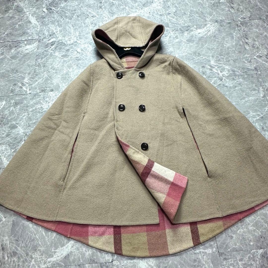 ブルーレーベルクレストブリッジ♡ 両面 リバーシブル ケープコート メガチェック