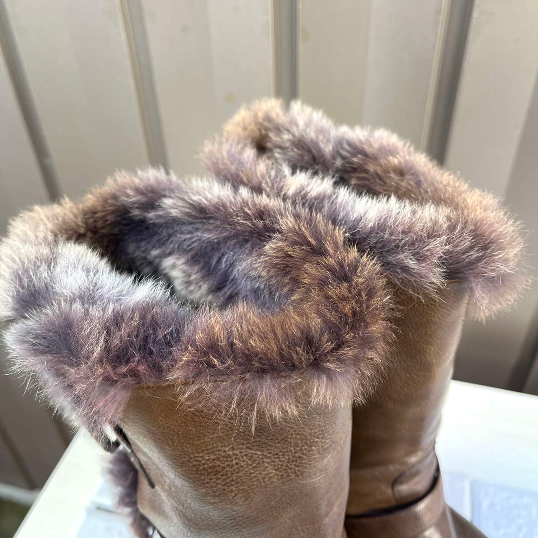 37 SARTORE エンジニア ブーツ ブラウン ファー　ボア　24