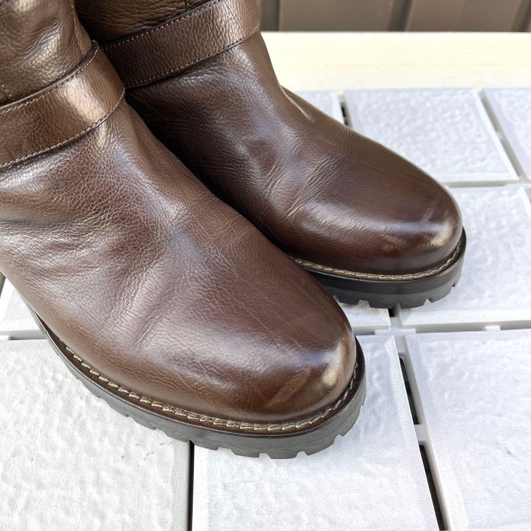 37 SARTORE エンジニア ブーツ ブラウン ファー　ボア　24