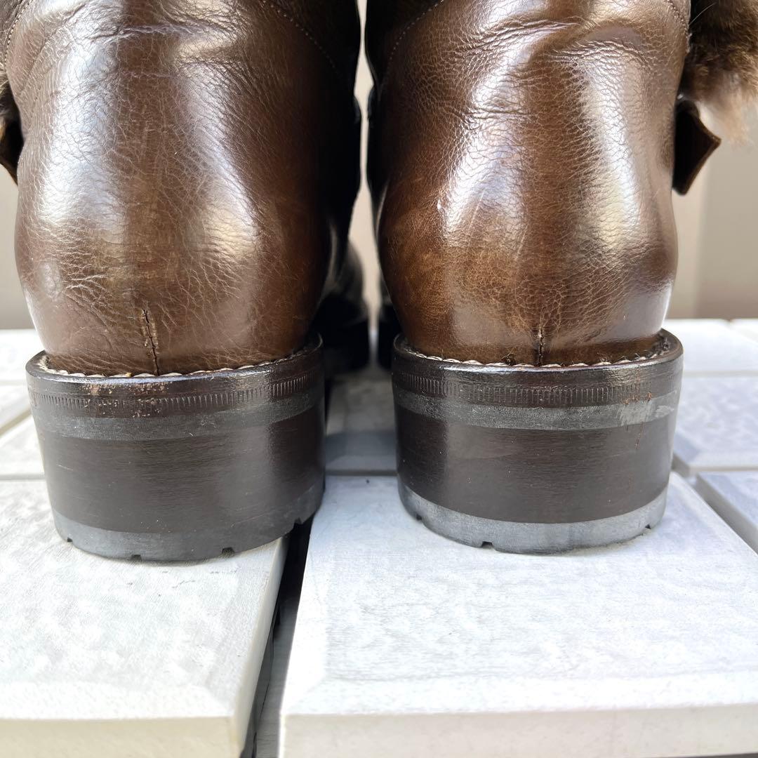 37 SARTORE エンジニア ブーツ ブラウン ファー　ボア　24