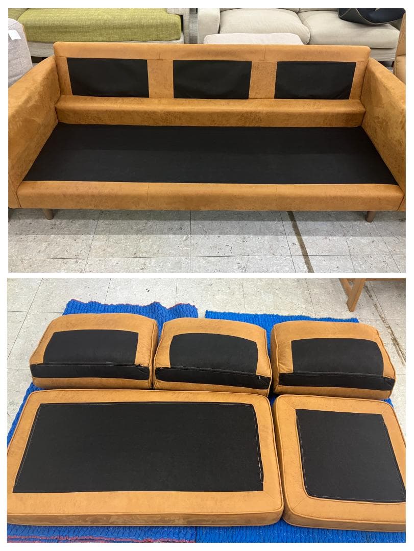 関家具 3人掛けソファ RELAXFORM オットマン付ブラウン