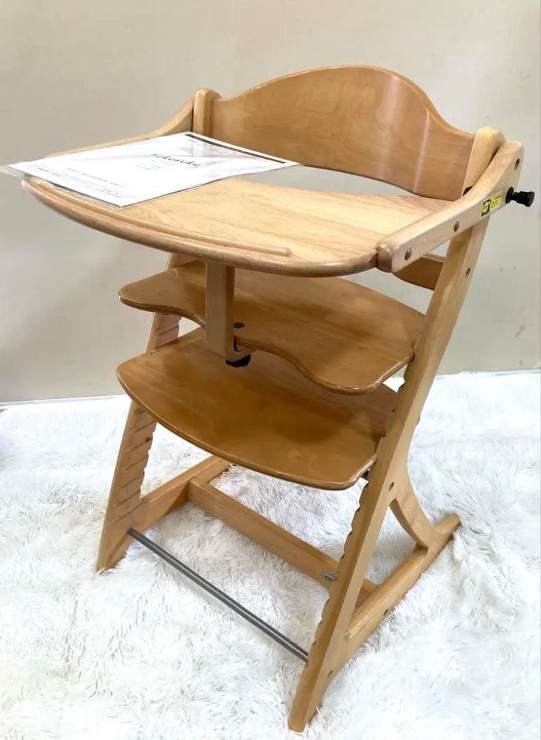 【美品】大和屋　すくすくチェアプラス　テーブル＆ガード付　ナチュラル