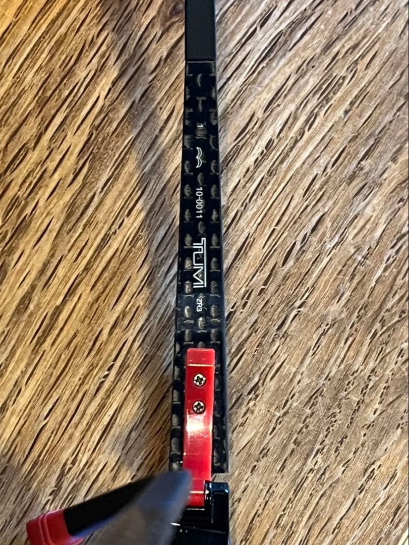 美品TUMI メガネ10-0011 日本製 黒×赤　度なし ブルーライト