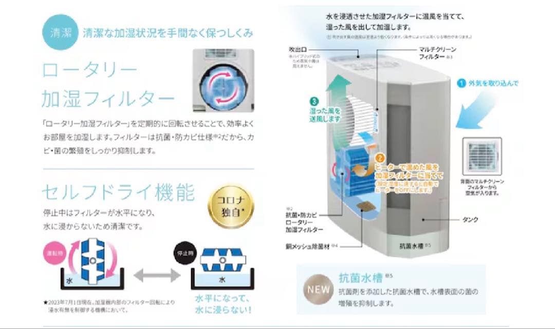CORONA(コロナ) ハイブリッド式 加湿器UF-H7223R-W