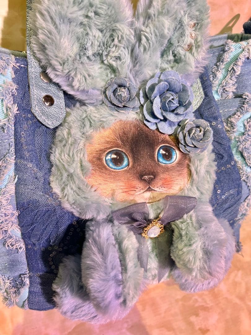 m*e様 コヤンイサムチョン　サイドポケットデニムバッグ　　　 本革持ち手　クラ