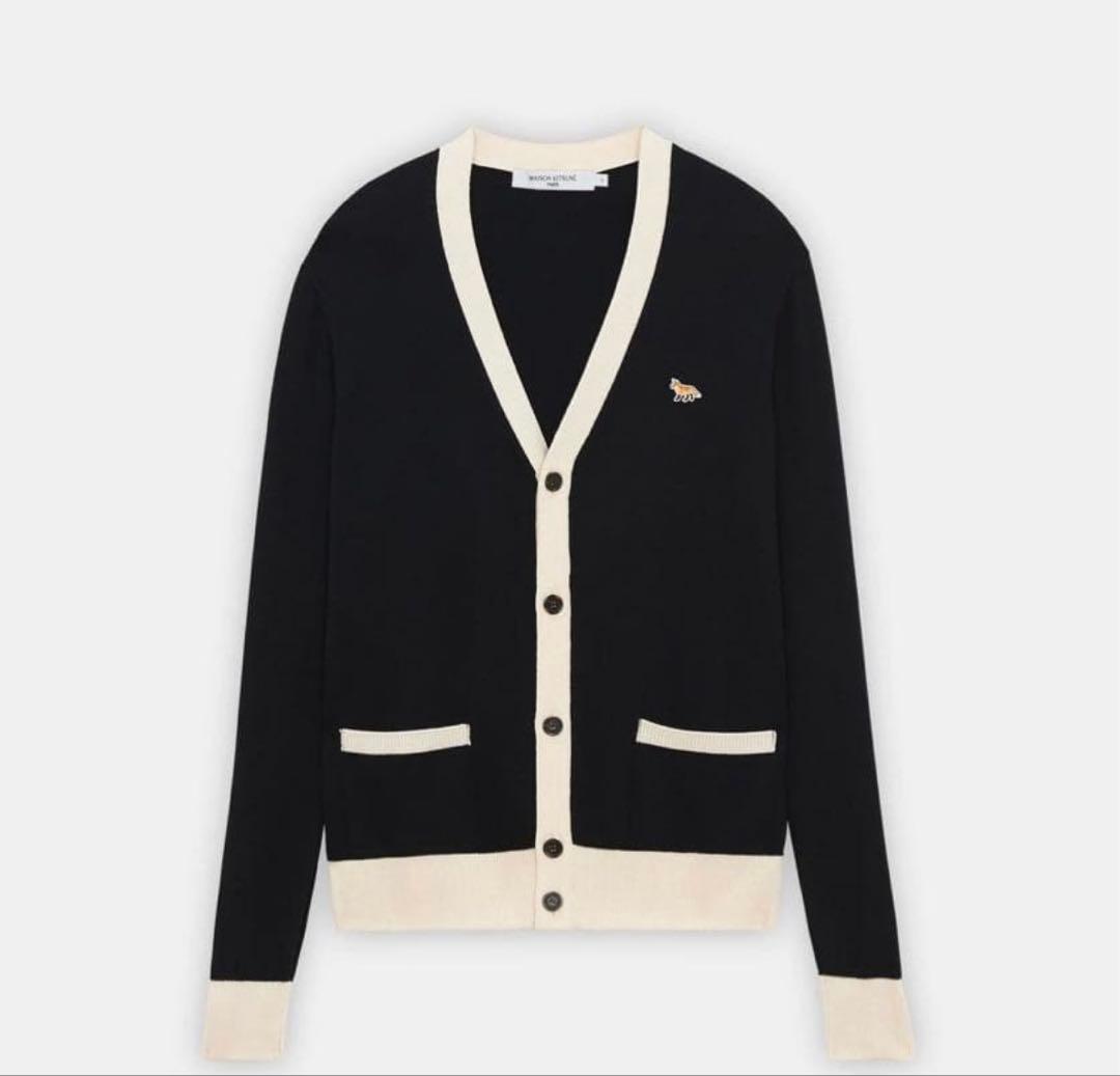 メゾン キツネ フォックスパッチ バイカラー クラシック カーディガン