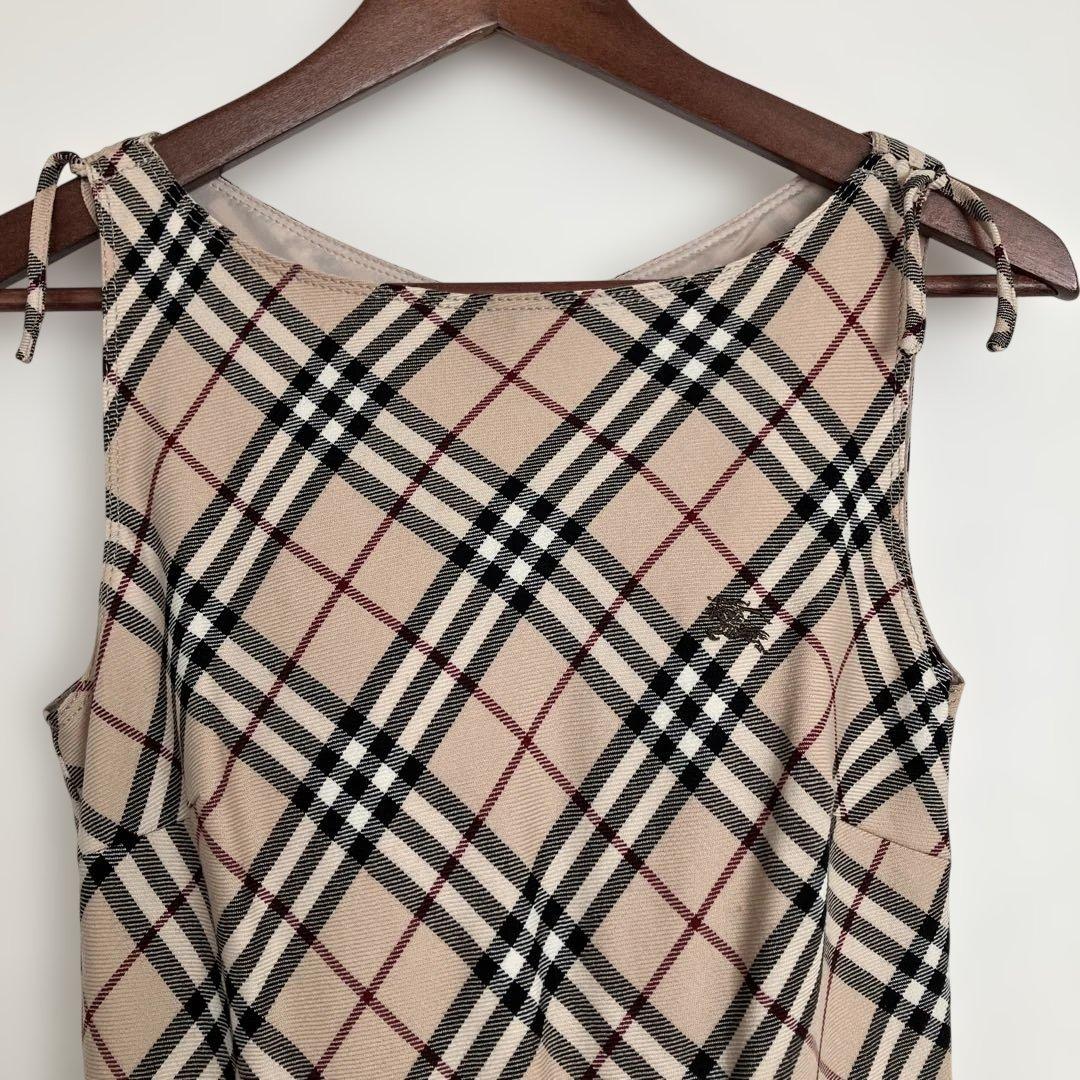 バーバリーブルーレーベルチェック柄ノースリーブミニワンピースサイズ38