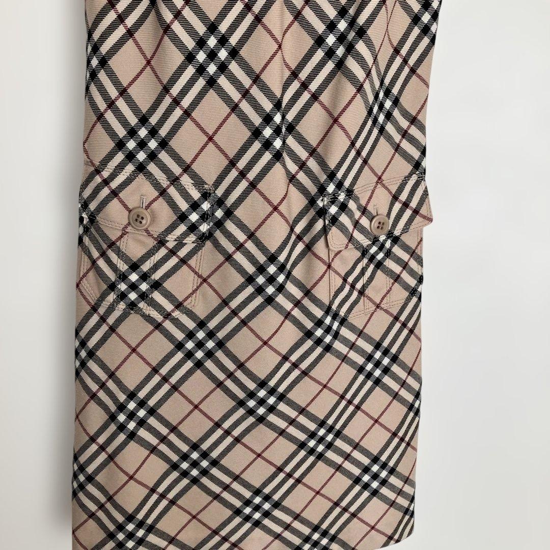 バーバリーブルーレーベルチェック柄ノースリーブミニワンピースサイズ38