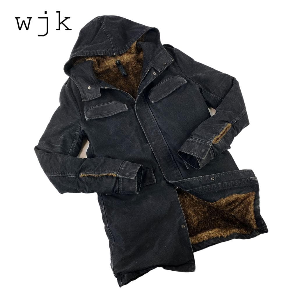★美品★wjk 裏地総ファー ボアモッズコート ミリタリージャケット M