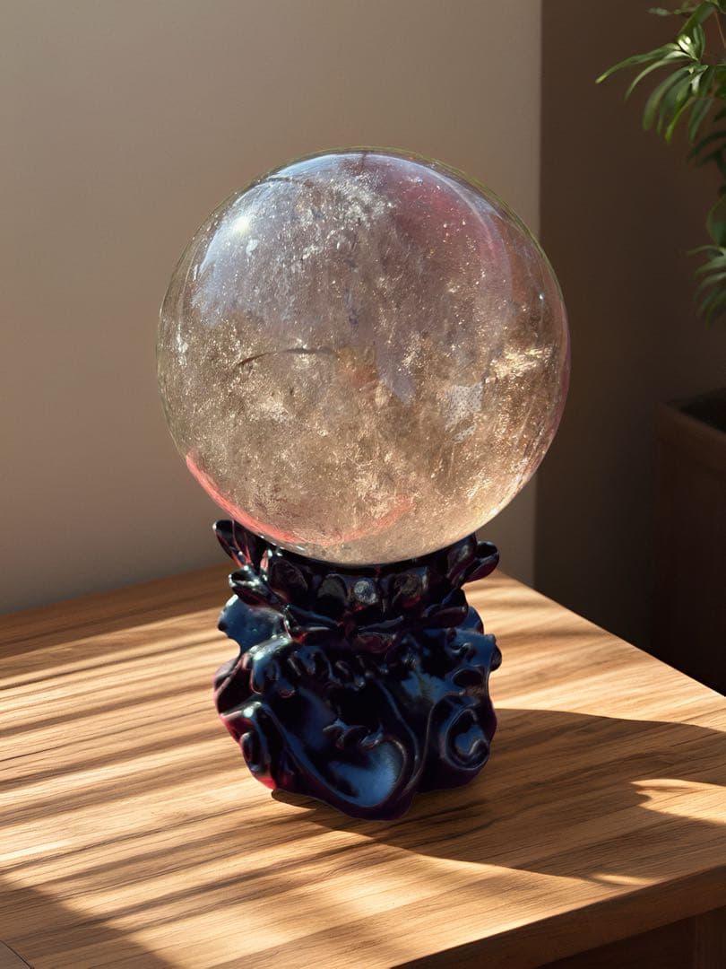 ⭐️ビックサイズ❣️2点セット✨ モリオン＆スモーキークオーツ　スフィア　台座つき⭐️