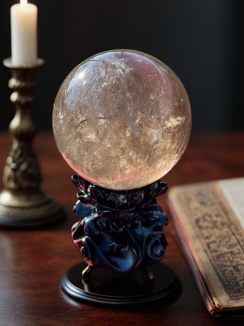 ⭐️ビックサイズ❣️2点セット✨ モリオン＆スモーキークオーツ　スフィア　台座つき⭐️