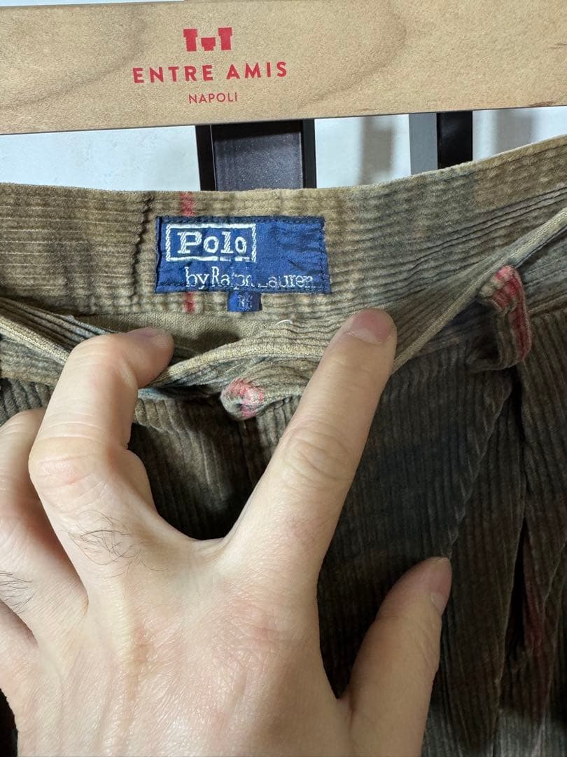 90s polo by ralph laurenチェック柄コーデュロイスラックス