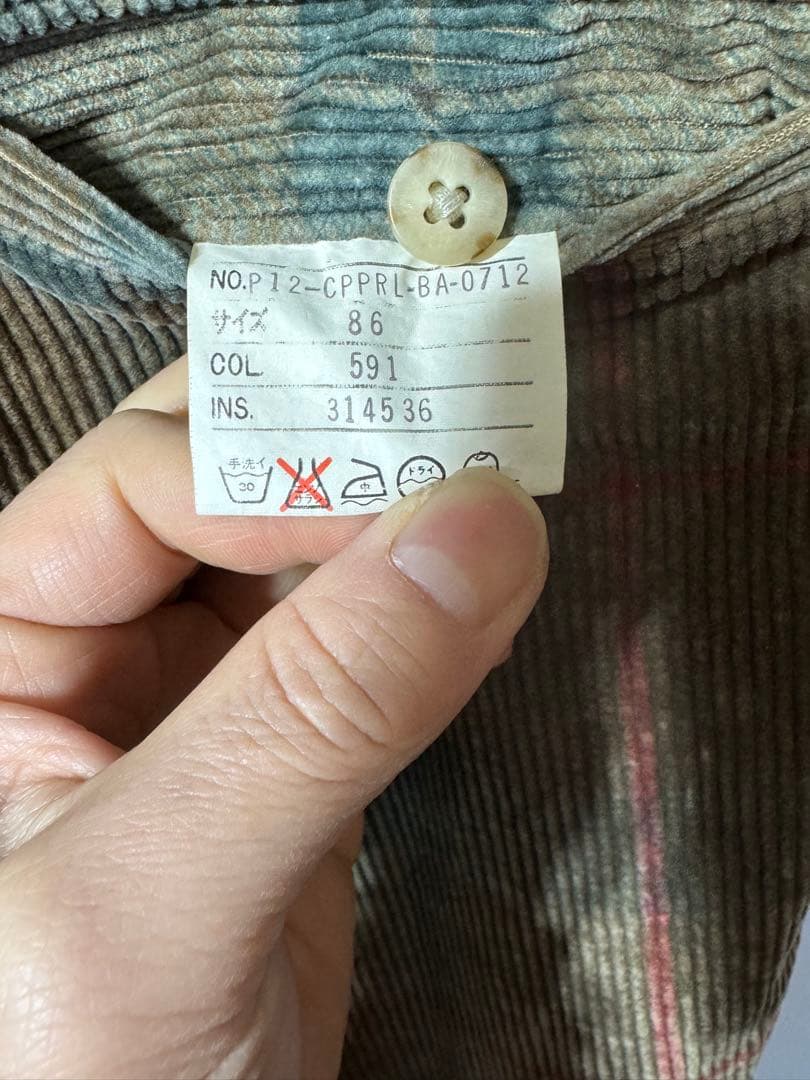 90s polo by ralph laurenチェック柄コーデュロイスラックス