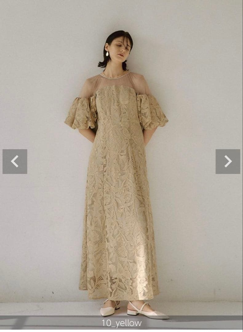 リルアー　　Cotton race souffle sleeve dress