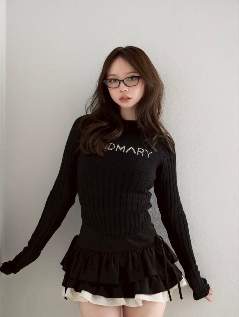 アンドマリー Andmary Mel gather skirt black