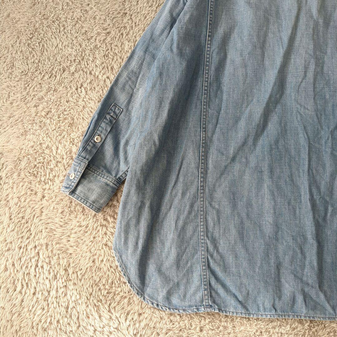 ヘルシーデニム Breezy Almond デニムシャツ ゆったり ライトブルー