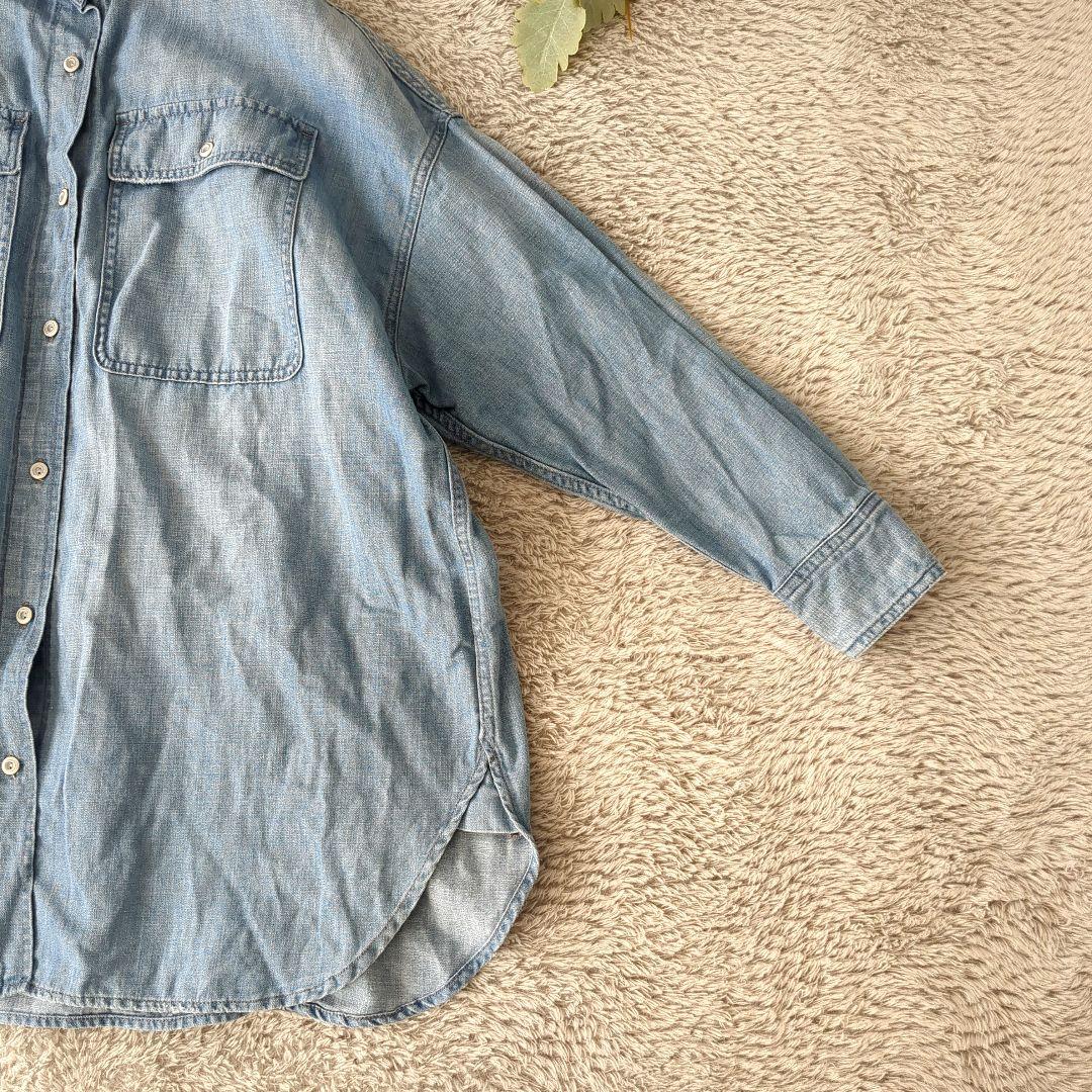 ヘルシーデニム Breezy Almond デニムシャツ ゆったり ライトブルー