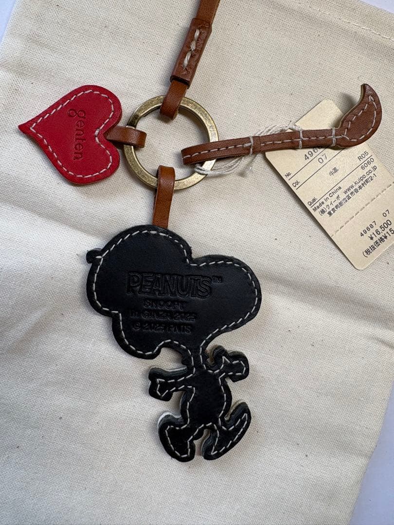 【新品】genten ゲンテン レザーチャーム Snoopy スヌーピー ハート