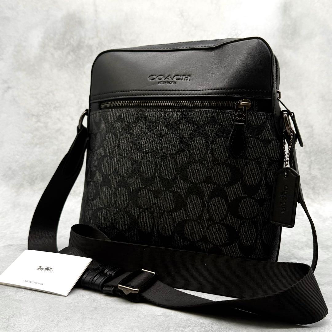 【良品】COACH コーチ ショルダーバッグ PVC クロスボディ ブラック