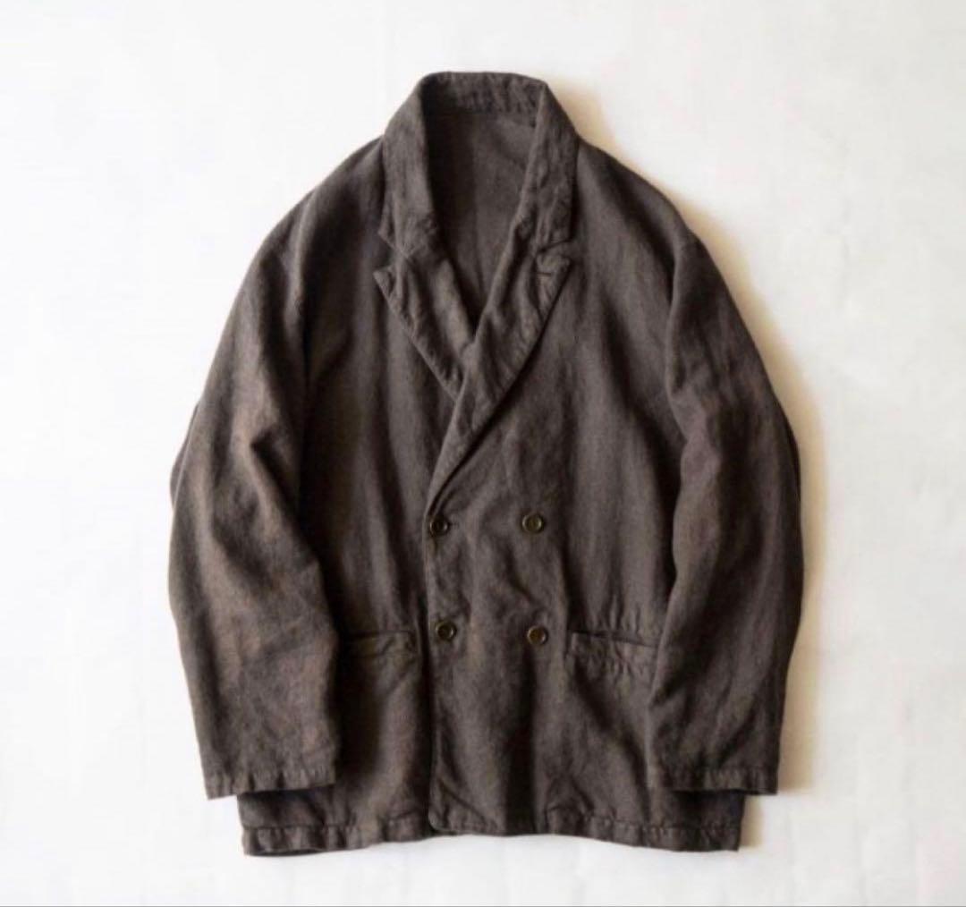 【美品】ネストローブコンフェクト 起毛リネンダブルブレストジャケット 22AW