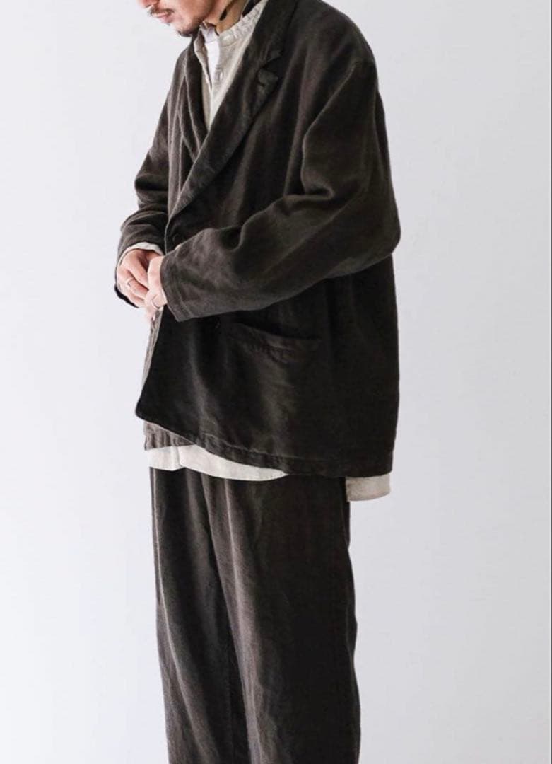 【美品】ネストローブコンフェクト 起毛リネンダブルブレストジャケット 22AW