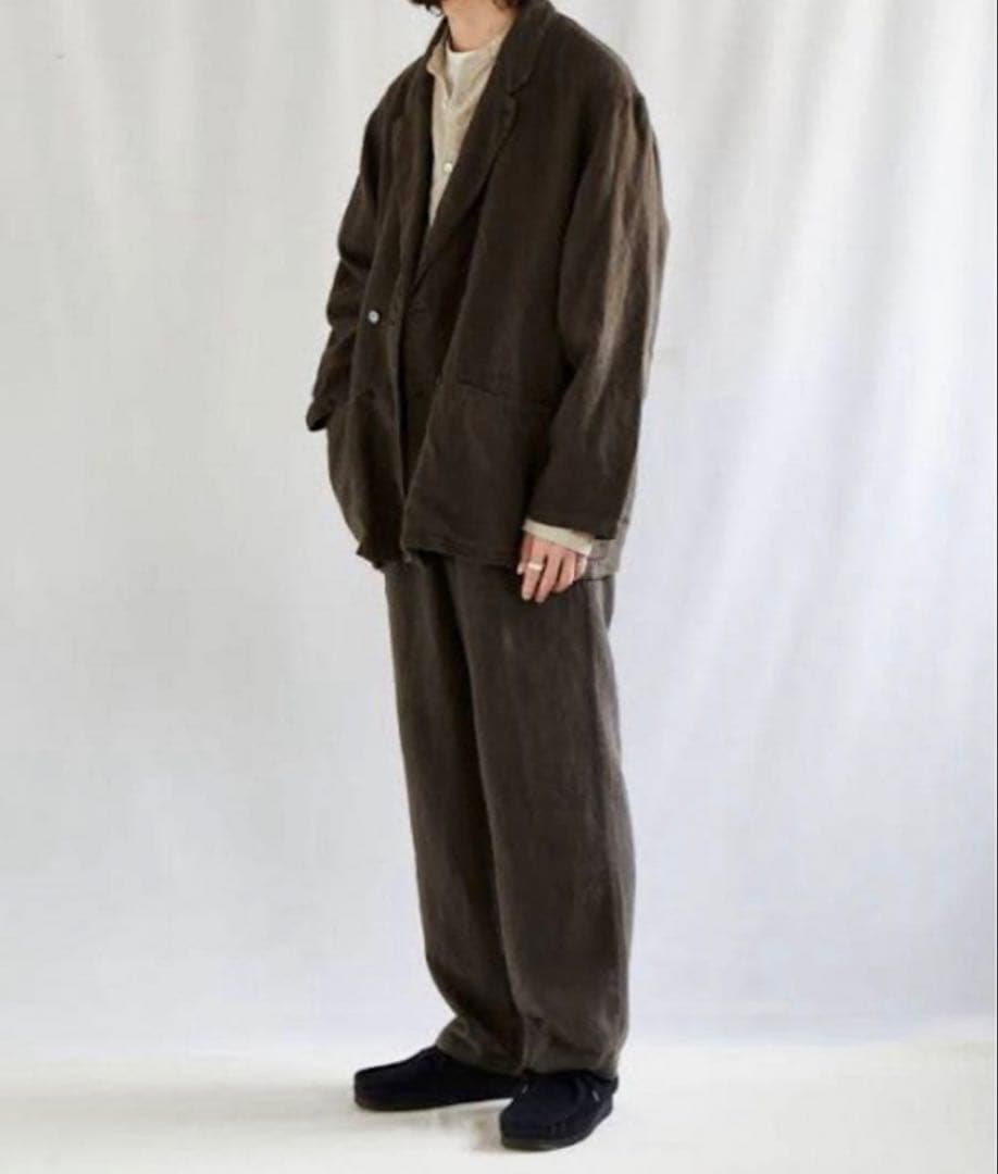 【美品】ネストローブコンフェクト 起毛リネンダブルブレストジャケット 22AW