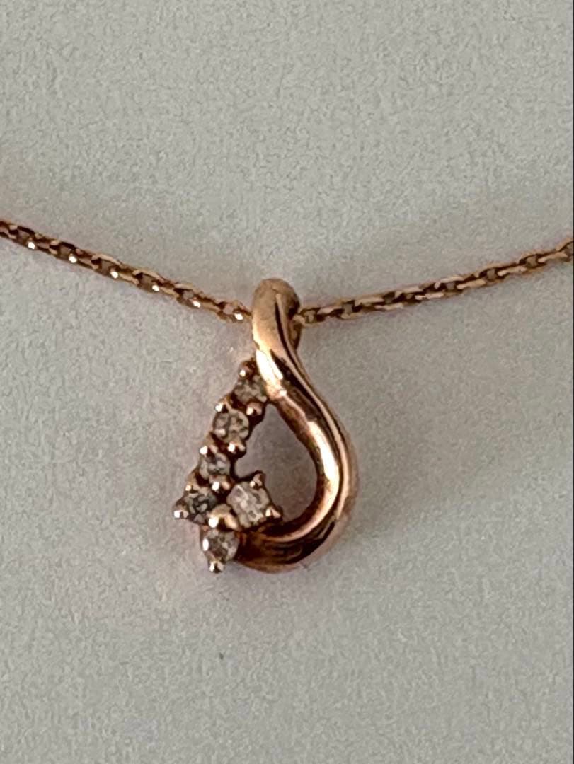 4℃ K10ピンクゴールド ネックレス しずく