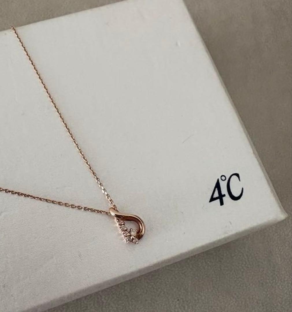 4℃ K10ピンクゴールド ネックレス しずく